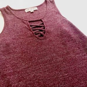 Pink Rose Maroon T-Shirt V Neck Dress